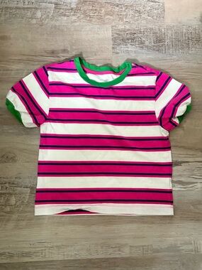 Pilcro Anthropologie Striped Puff-Sleeve Ringer Tee Xsmall